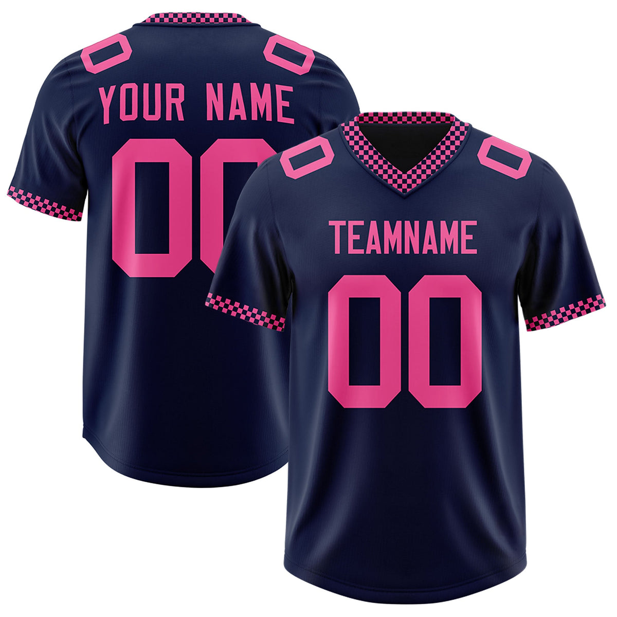 Custom Navy Pink Personalized Neckline Square Classic Authentic Football Jersey
