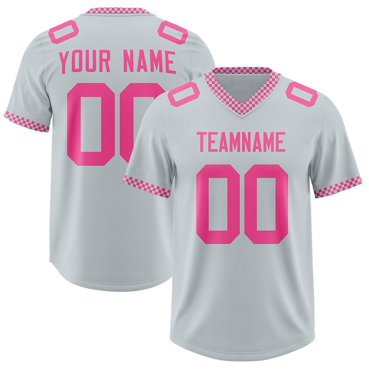 Custom Silver Pink Personalized Neckline Square Classic Authentic Football Jersey