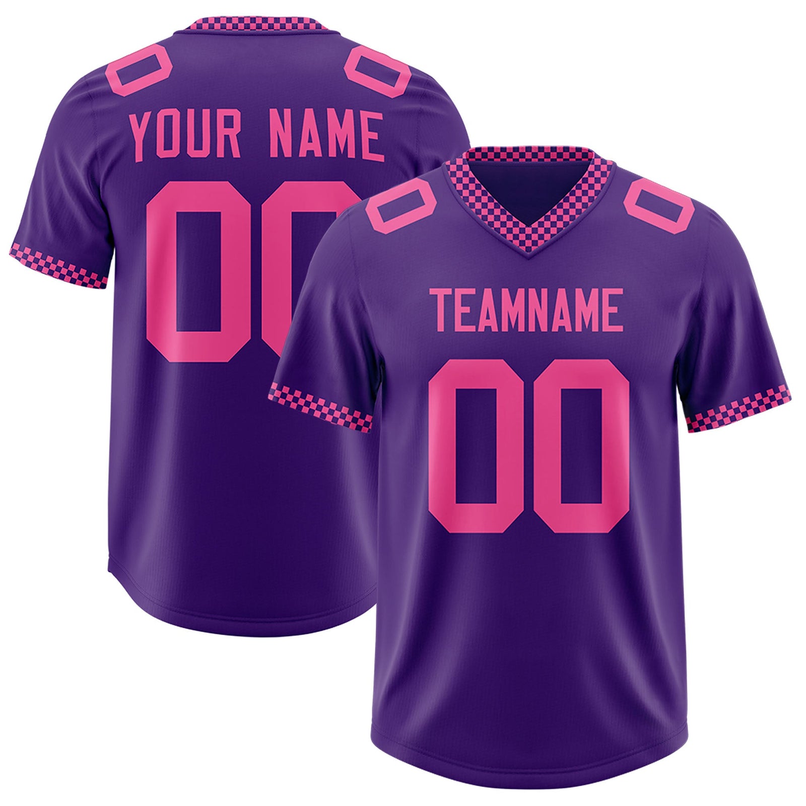 Custom Purple Pink Personalized Neckline Square Classic Authentic Football Jersey
