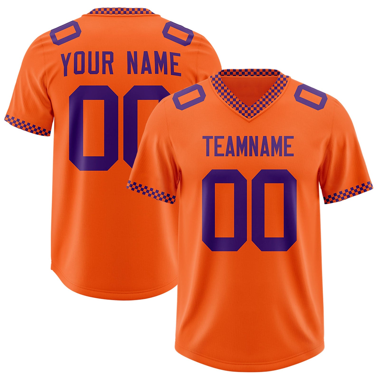 Custom Orange Purple Personalized Neckline Square Classic Authentic Football Jersey