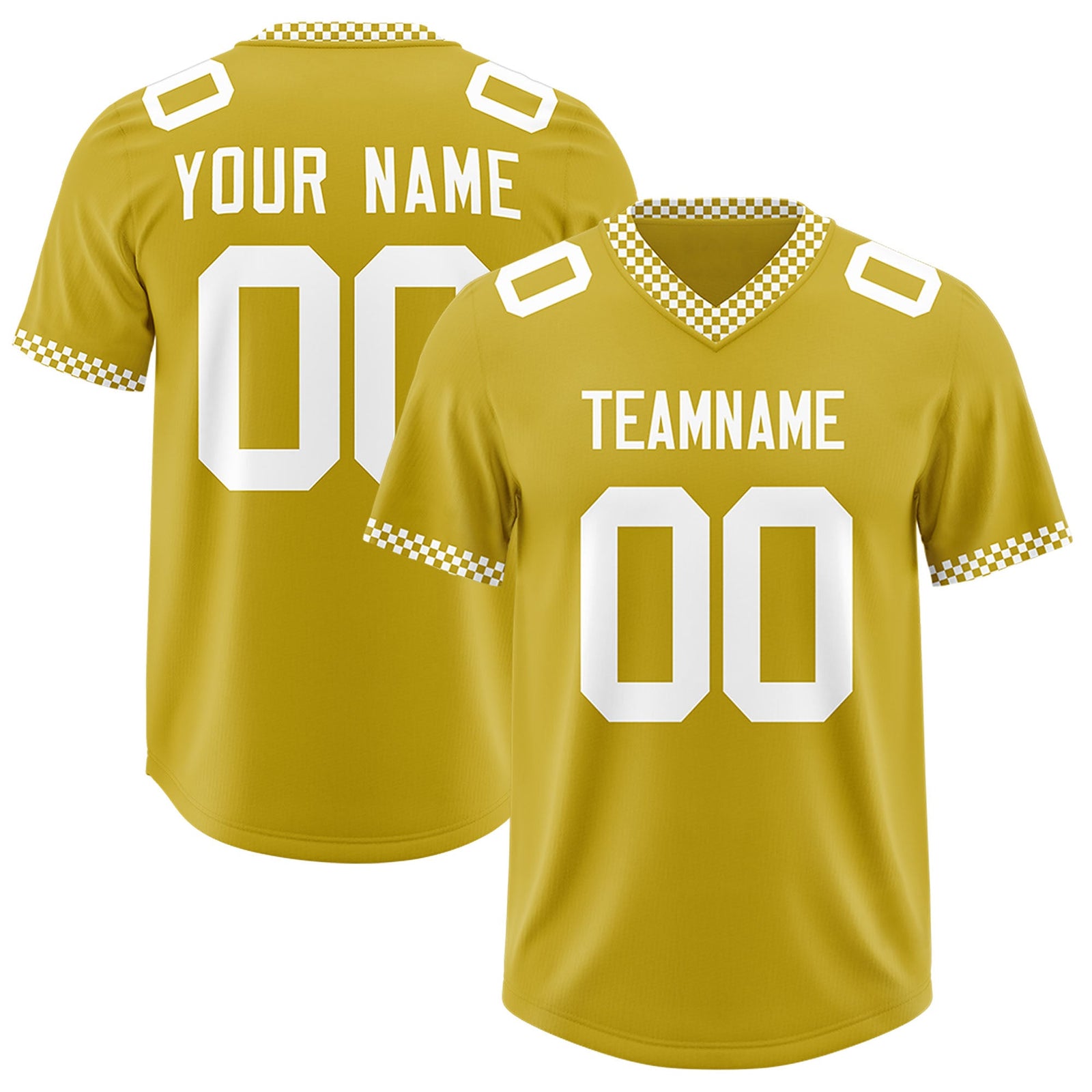Custom Old Gold White Personalized Neckline Square Classic Authentic Football Jersey