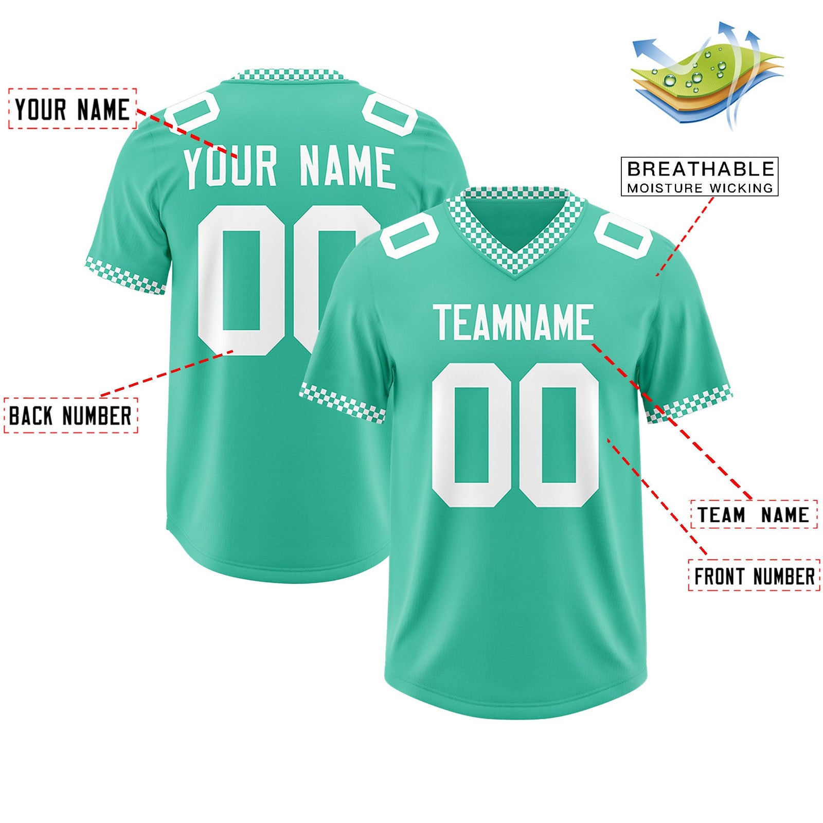 Custom Bright Green White Personalized Neckline Square Classic Authentic Football Jersey