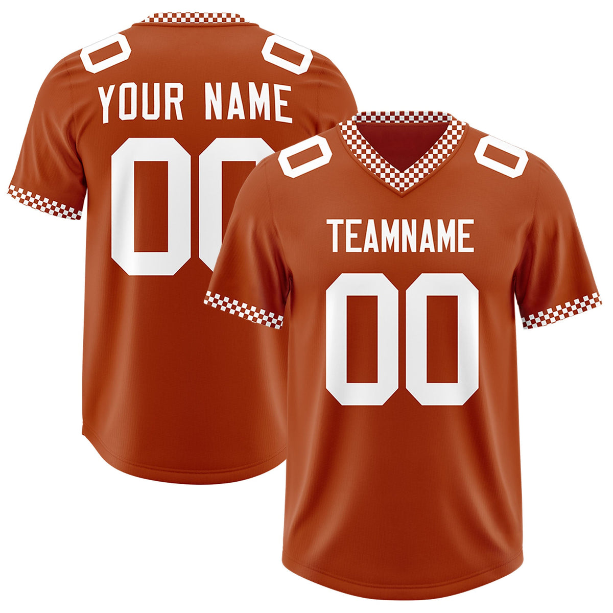 Custom Texas Orange White Personalized Neckline Square Classic Authentic Football Jersey