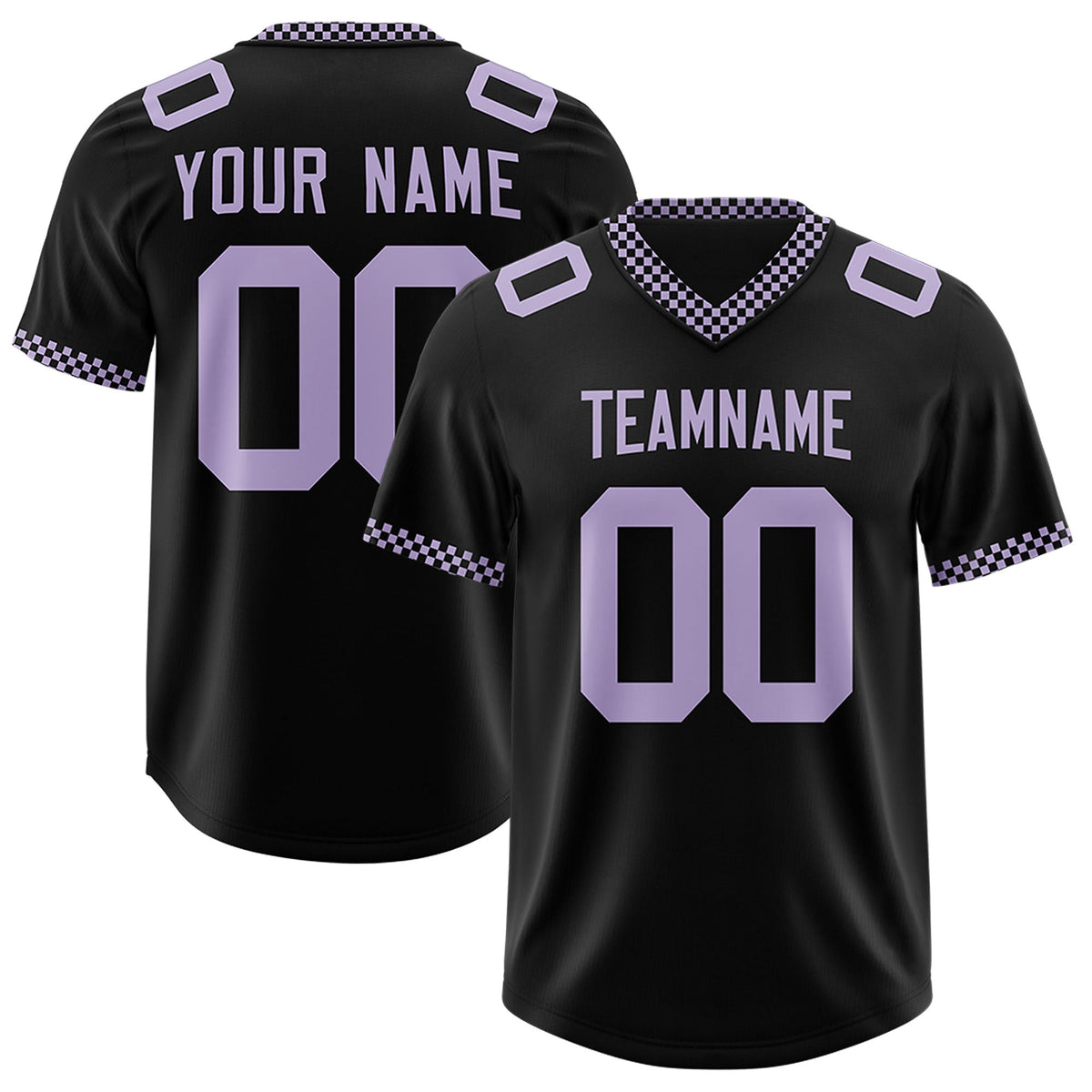 Custom Black Light Purple Personalized Neckline Square Classic Authentic Football Jersey