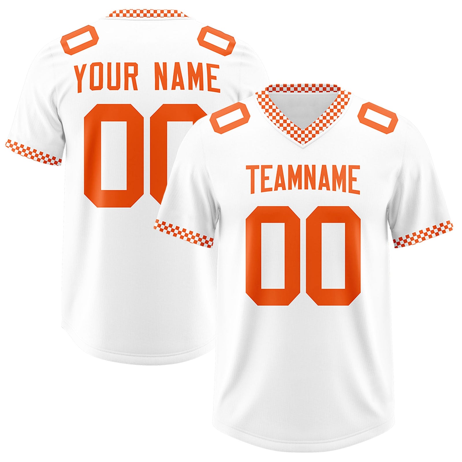 Custom White Orange Personalized Neckline Square Classic Authentic Football Jersey