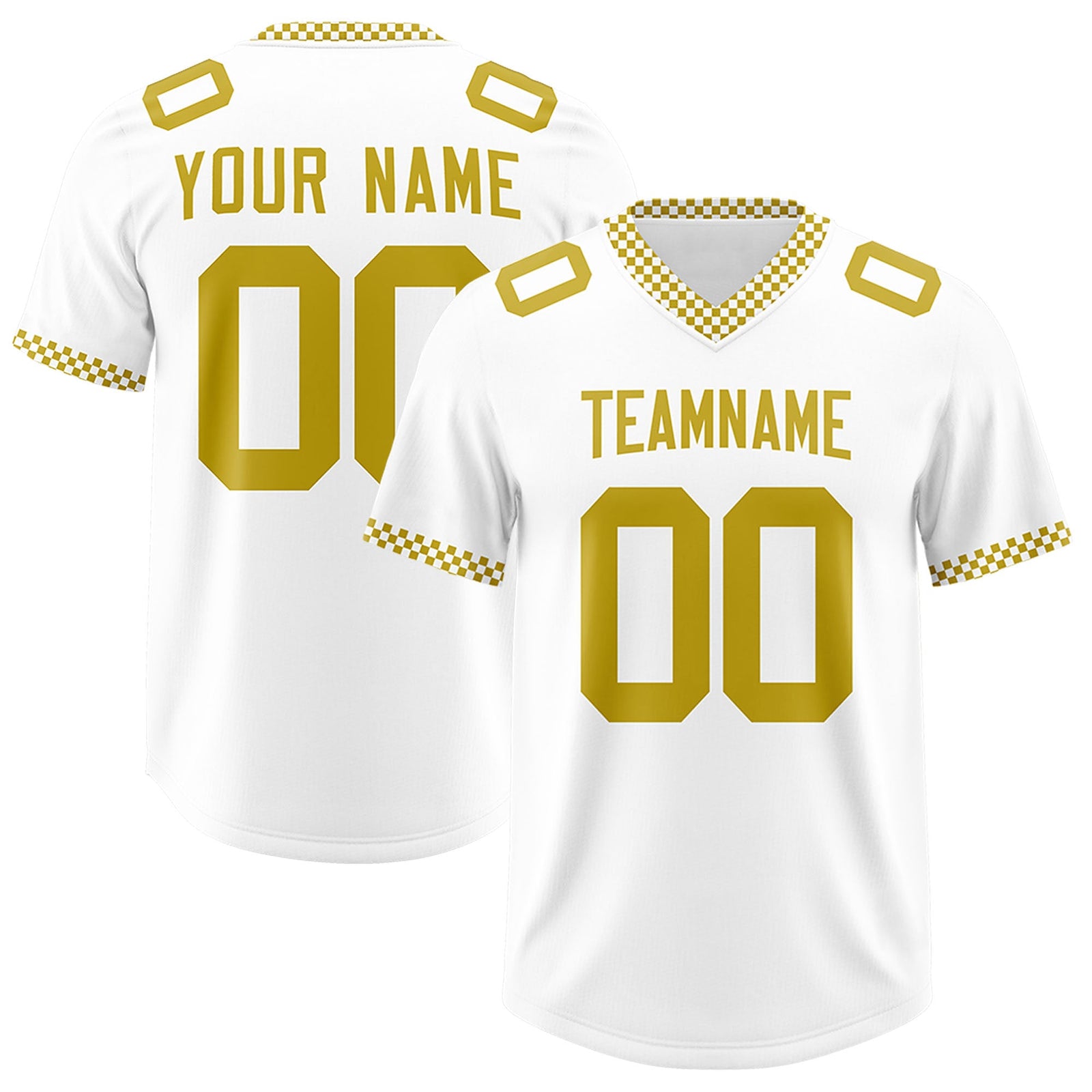Custom White Old Gold Personalized Neckline Square Classic Authentic Football Jersey