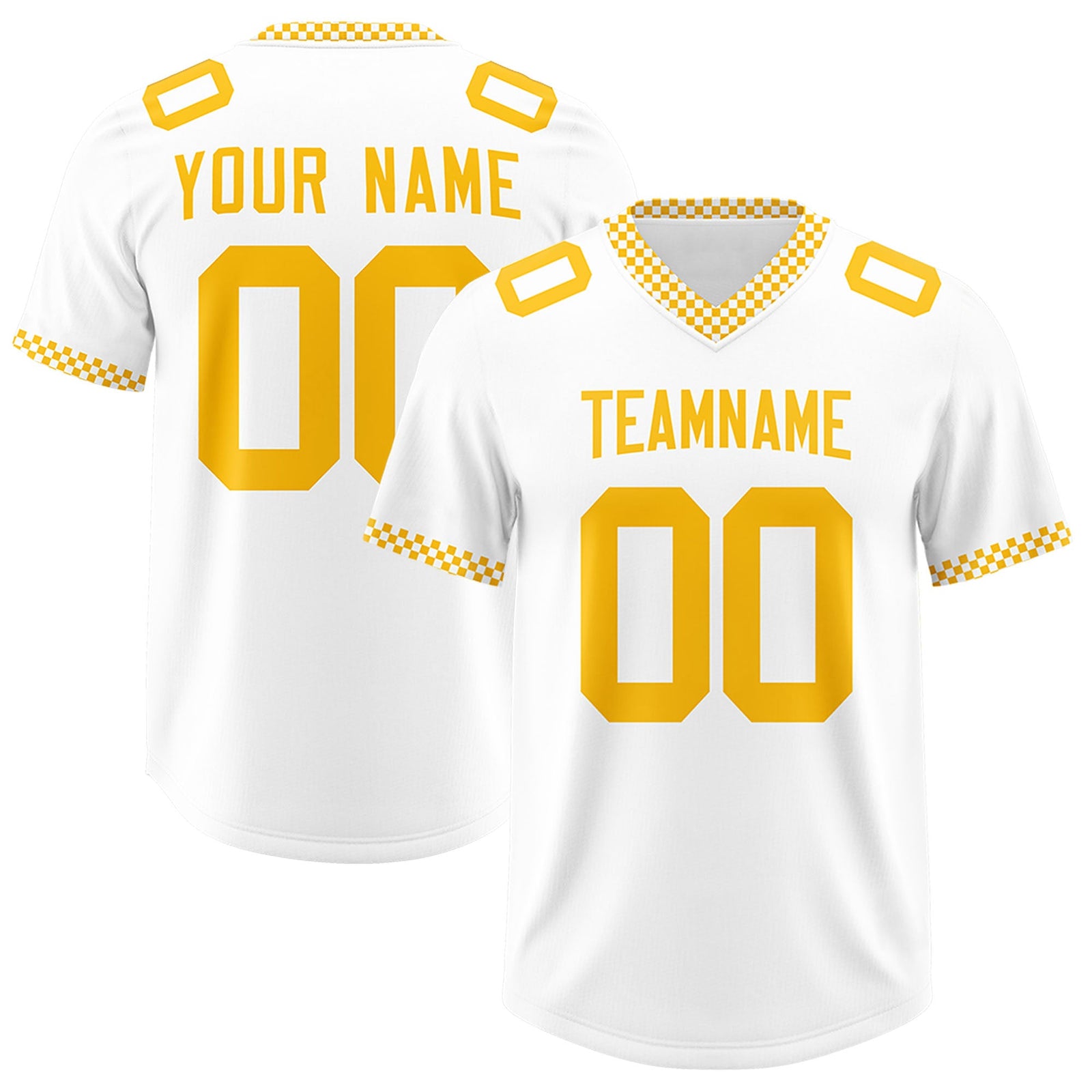 Custom White Yellow Personalized Neckline Square Classic Authentic Football Jersey