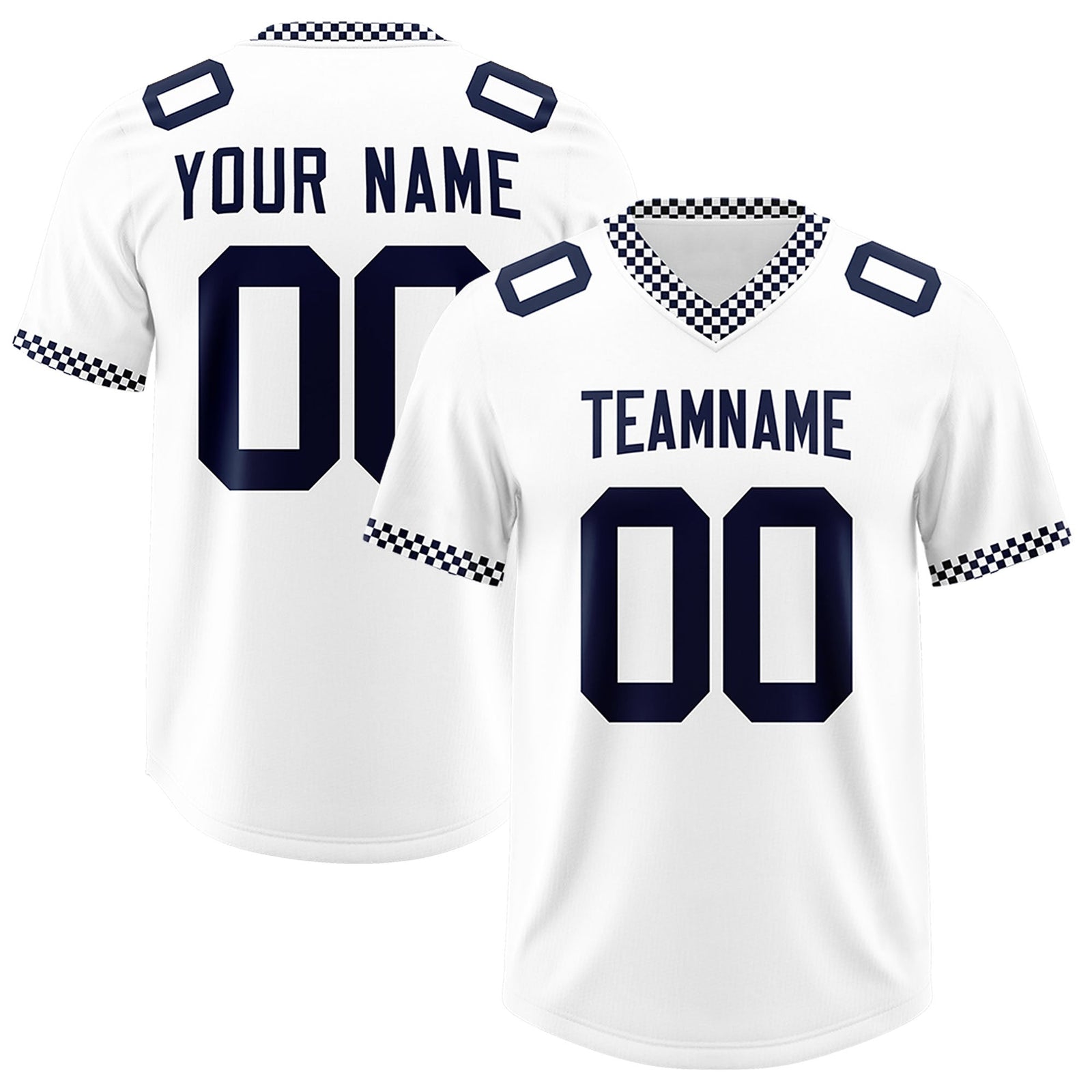 Custom White Navy Personalized Neckline Square Classic Authentic Football Jersey