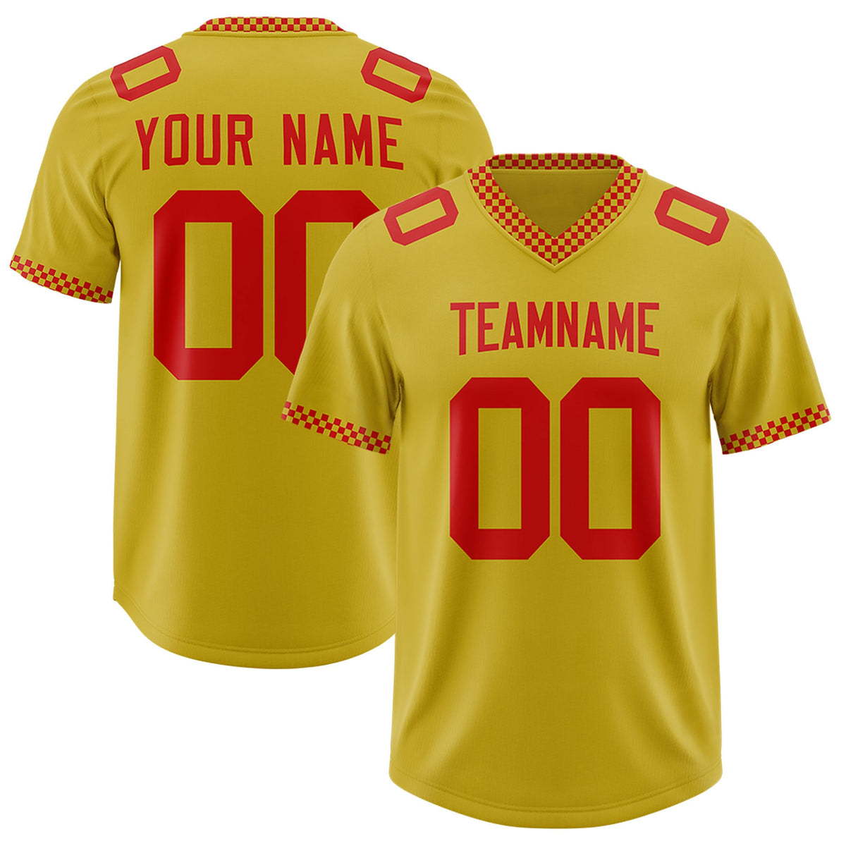Custom Old Gold Red Personalized Neckline Square Classic Authentic Football Jersey