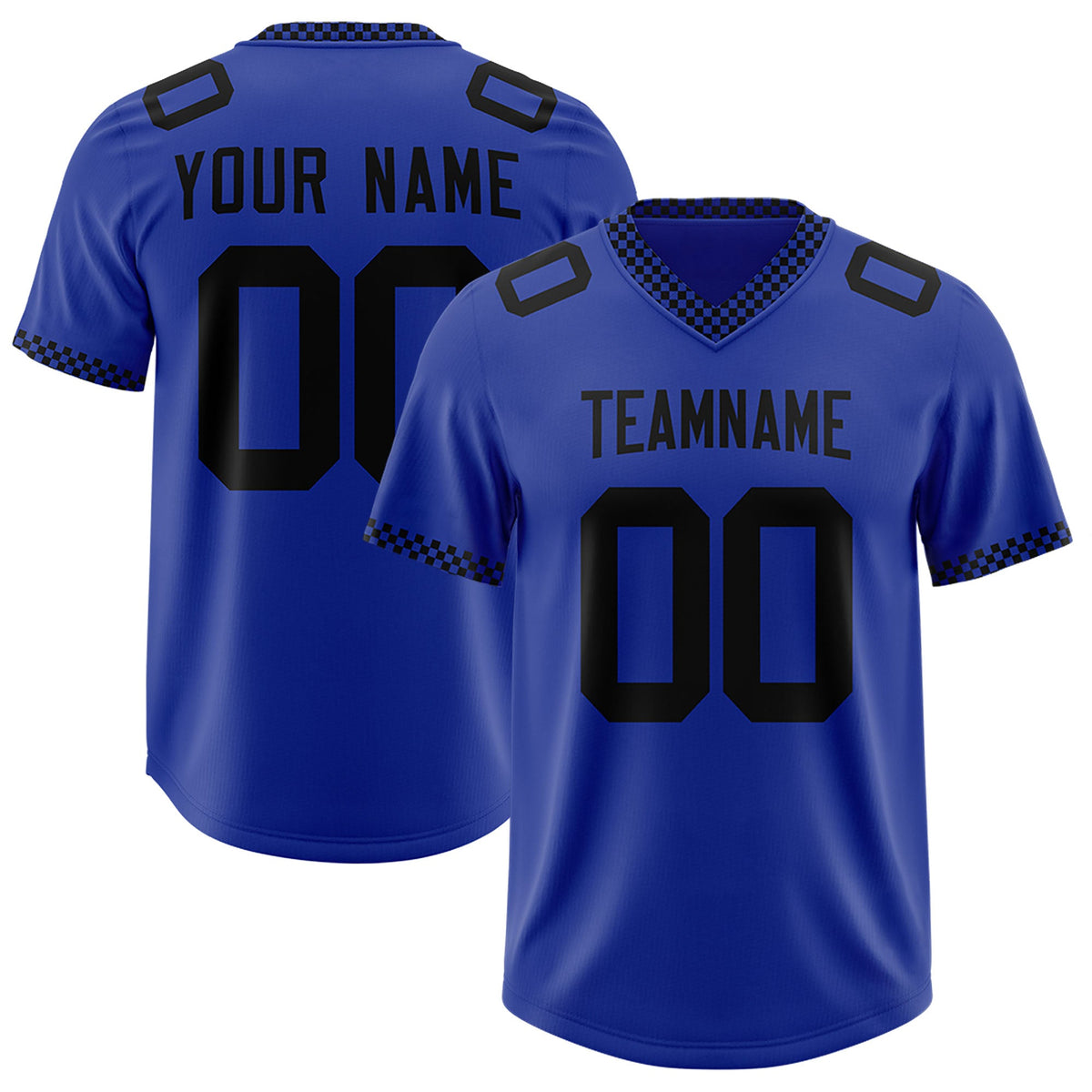 Custom Royal Black Personalized Neckline Square Classic Authentic Football Jersey