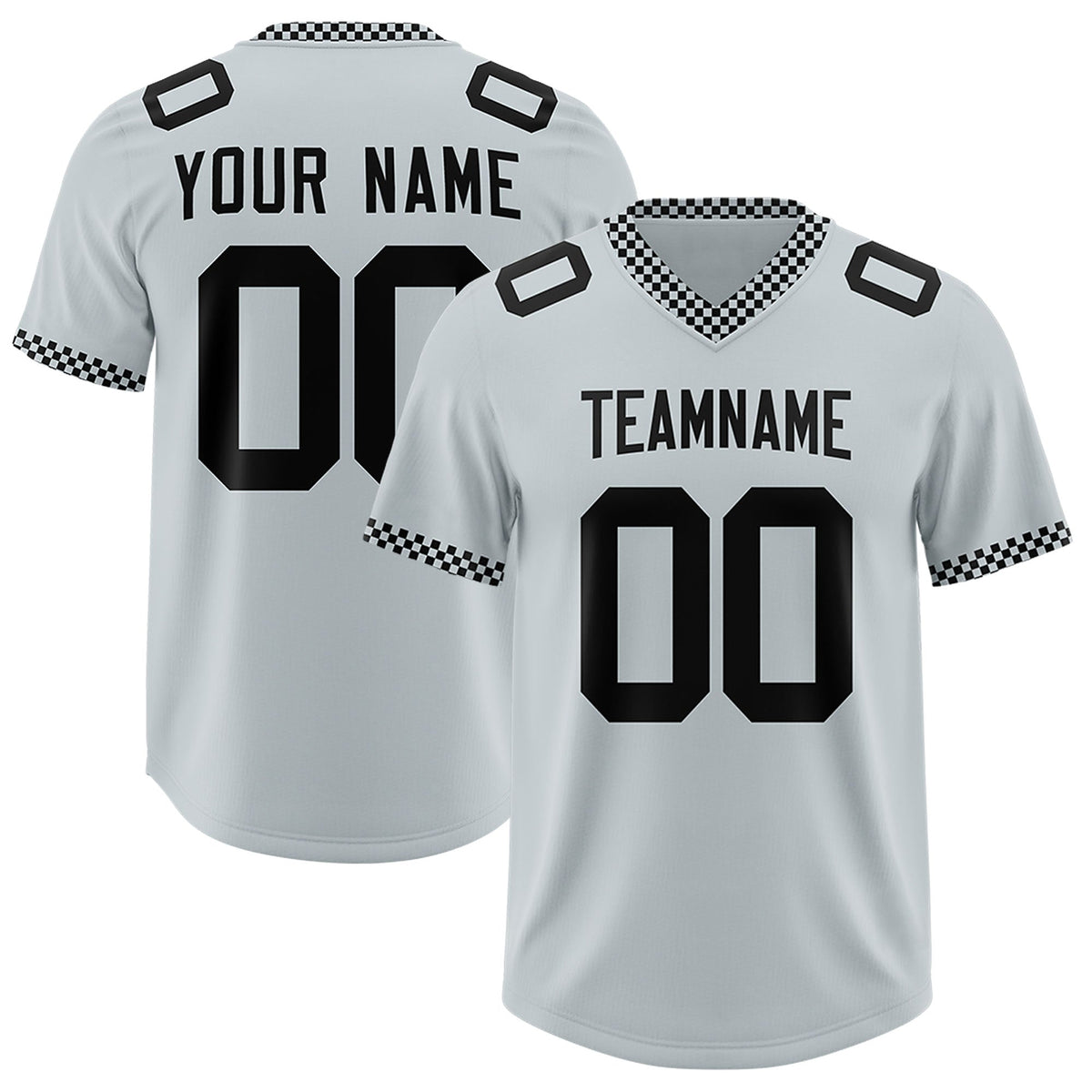 Custom Silver Black Personalized Neckline Square Classic Authentic Football Jersey