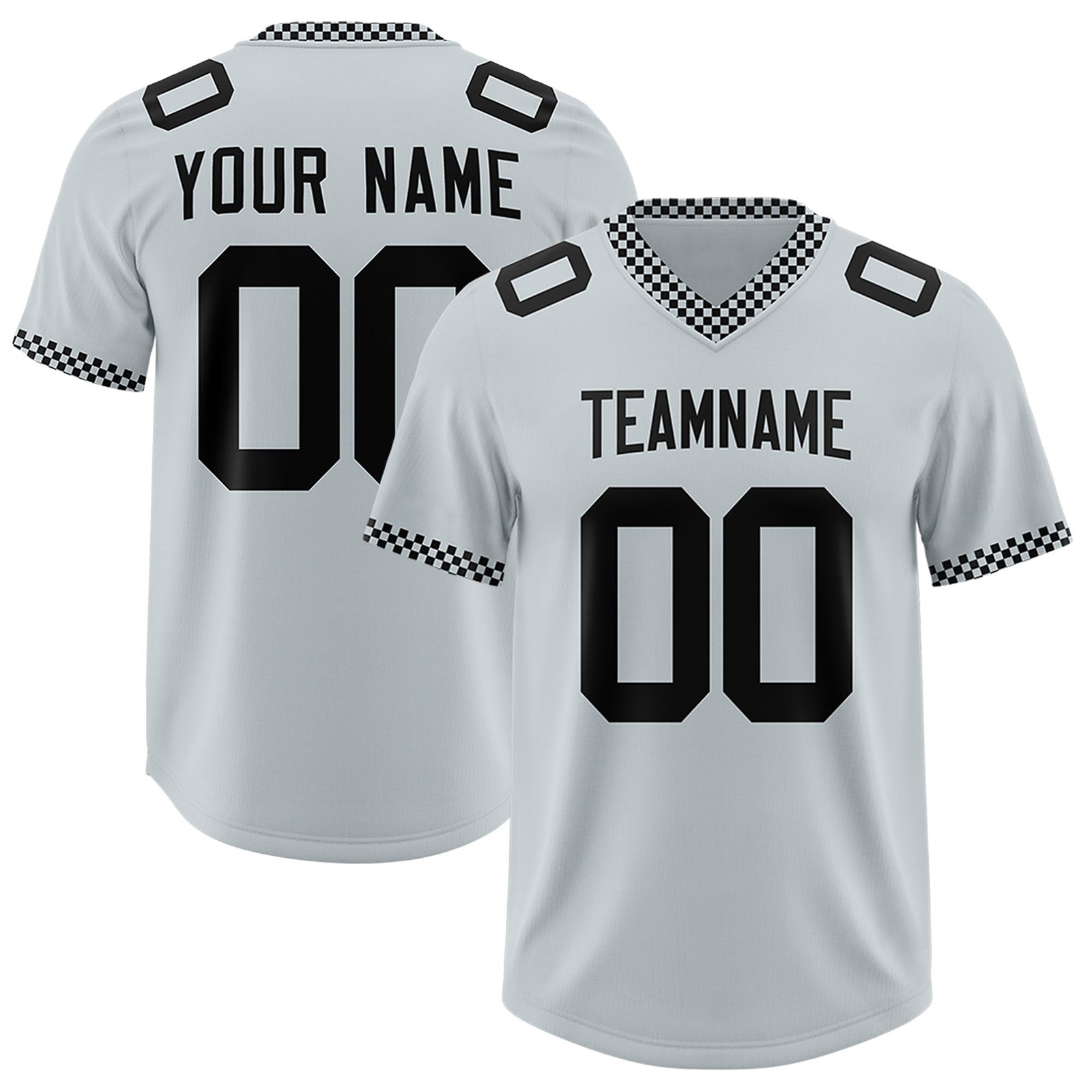 Custom Silver Black Personalized Neckline Square Classic Authentic Football Jersey