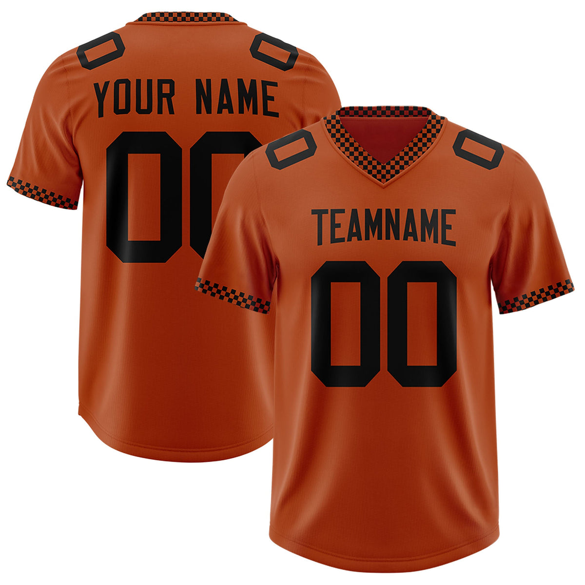 Custom Texas Orange Black Personalized Neckline Square Classic Authentic Football Jersey