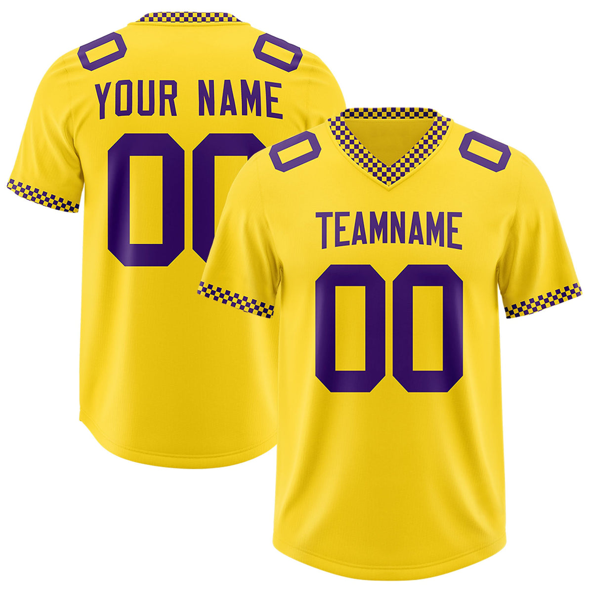 Custom Gold Purple Personalized Neckline Square Classic Authentic Football Jersey