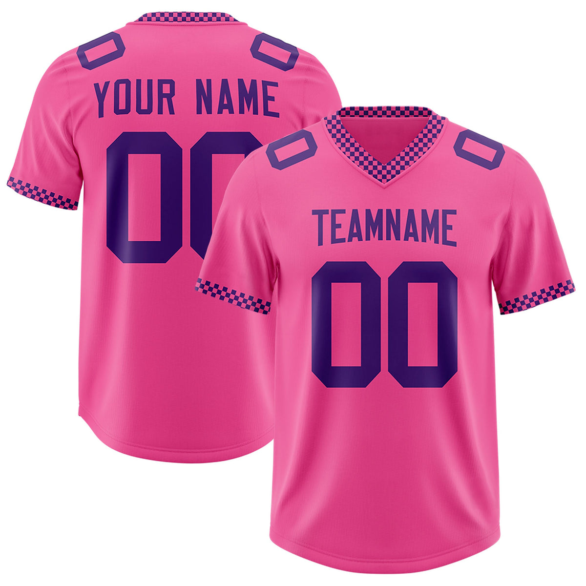 Custom Pink Purple Personalized Neckline Square Classic Authentic Football Jersey
