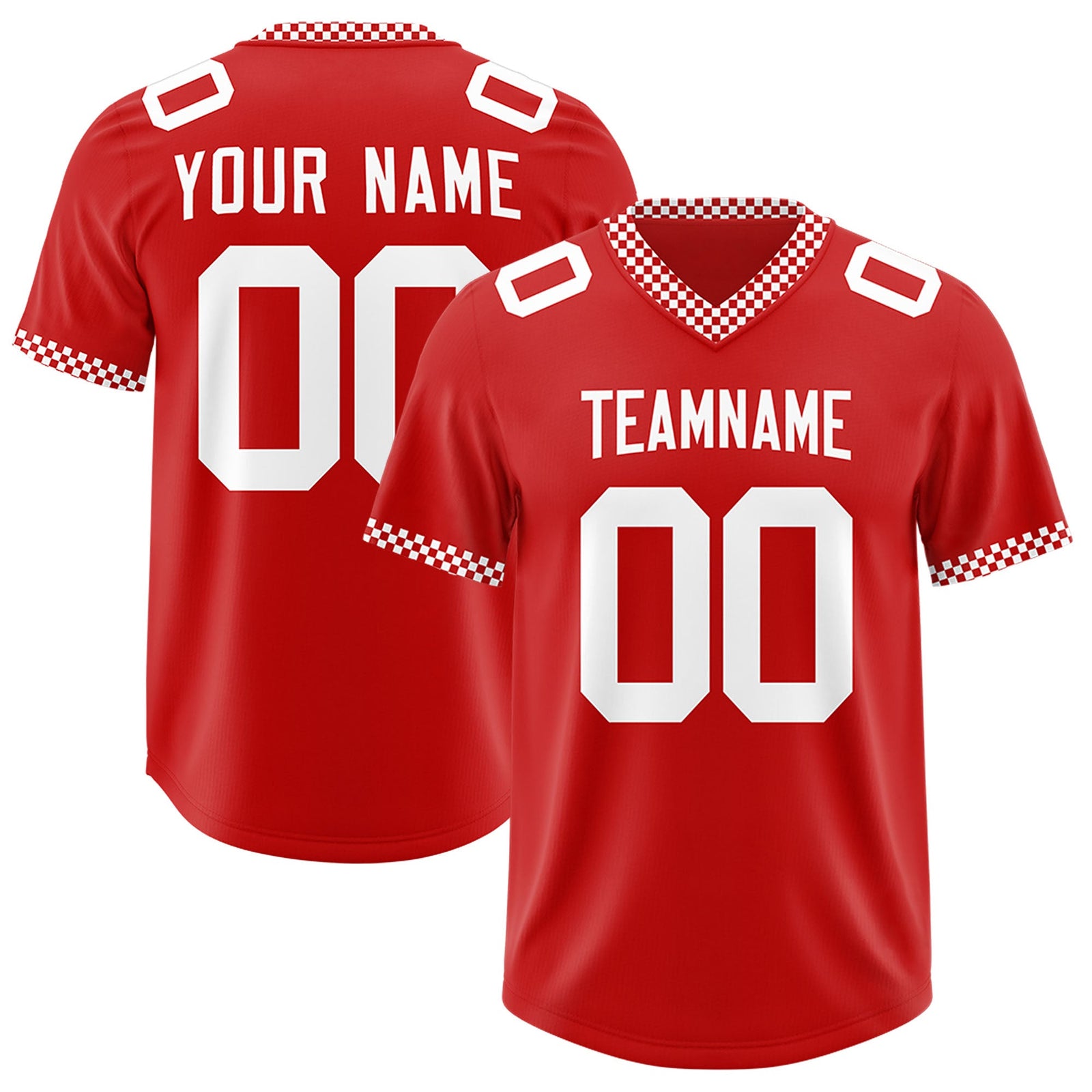 Custom Red White Personalized Neckline Square Classic Authentic Football Jersey