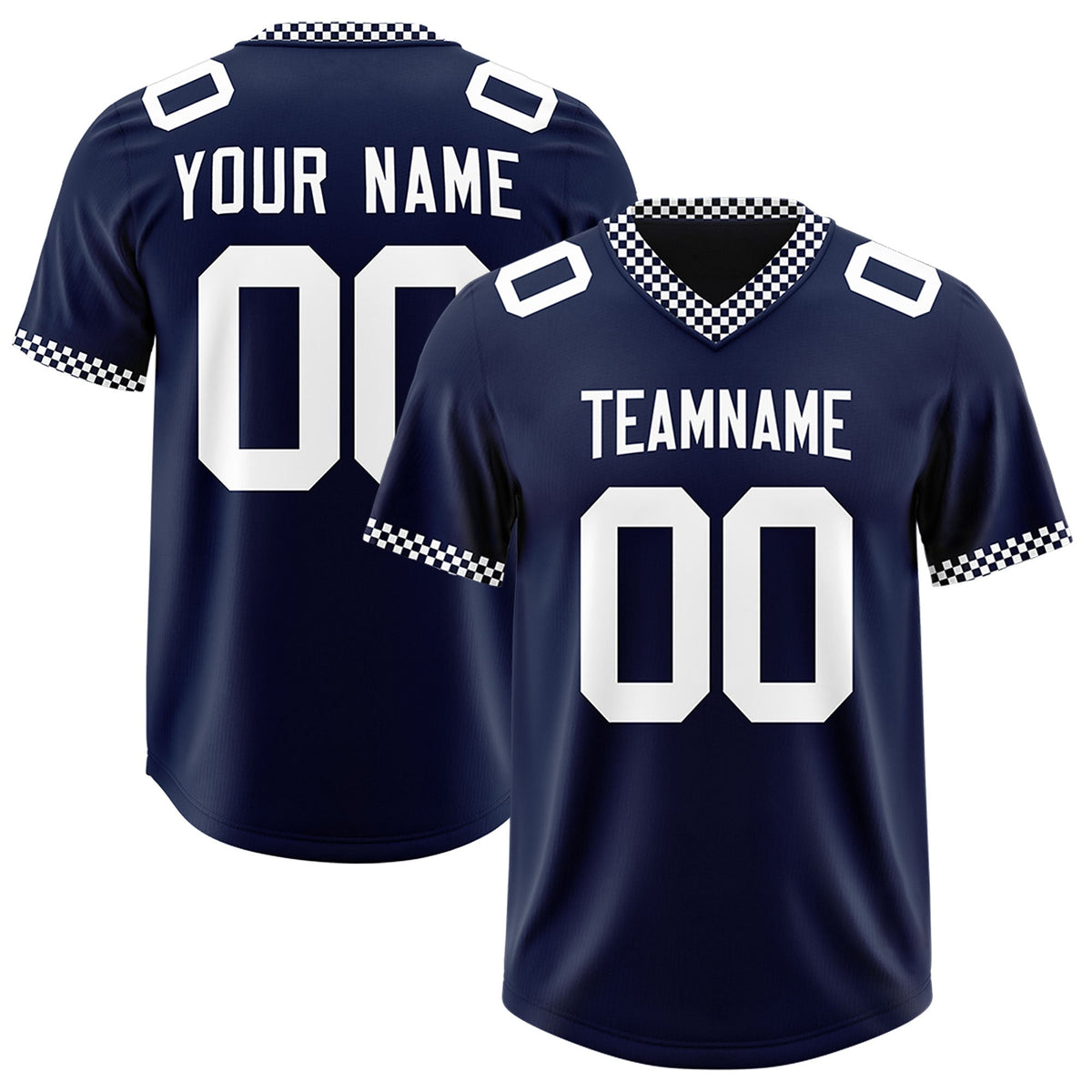 Custom Navy White Personalized Neckline Square Classic Authentic Football Jersey