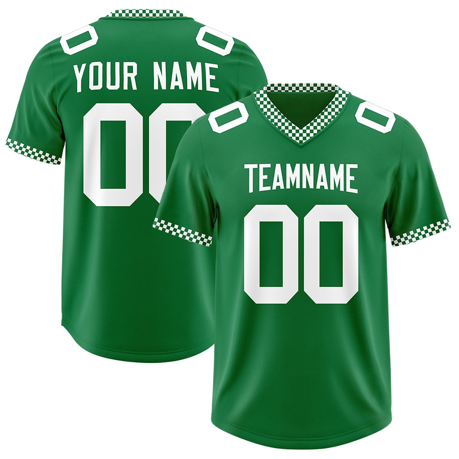 Custom Kelly Green White Personalized Neckline Square Classic Authentic Football Jersey