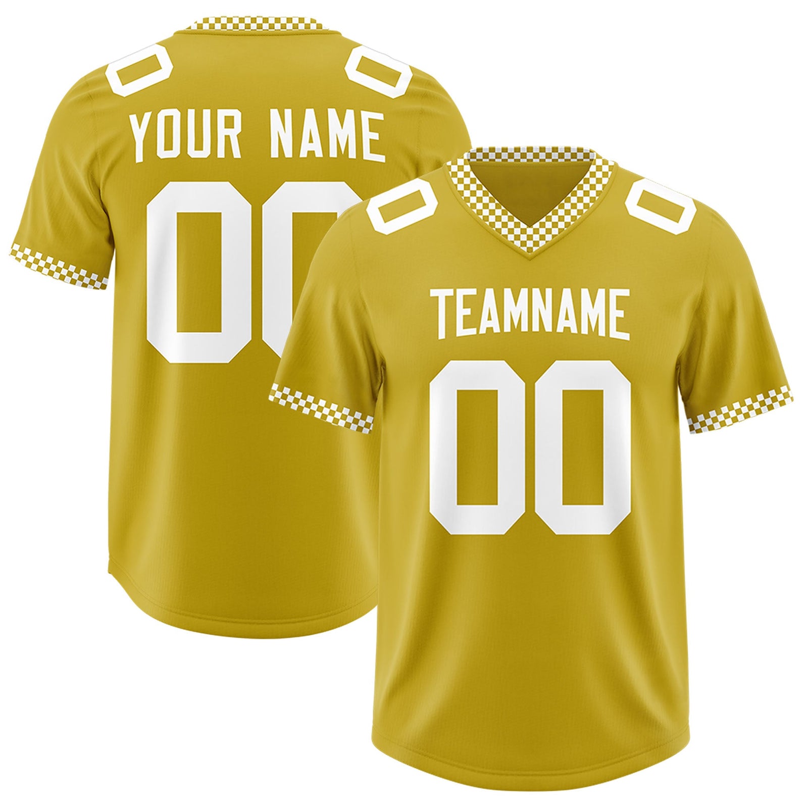 Custom Old Gold White Personalized Neckline Square Classic Authentic Football Jersey