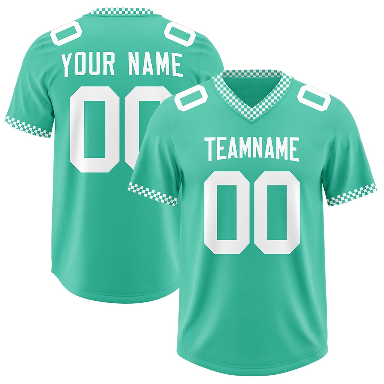 Custom Bright Green White Personalized Neckline Square Classic Authentic Football Jersey