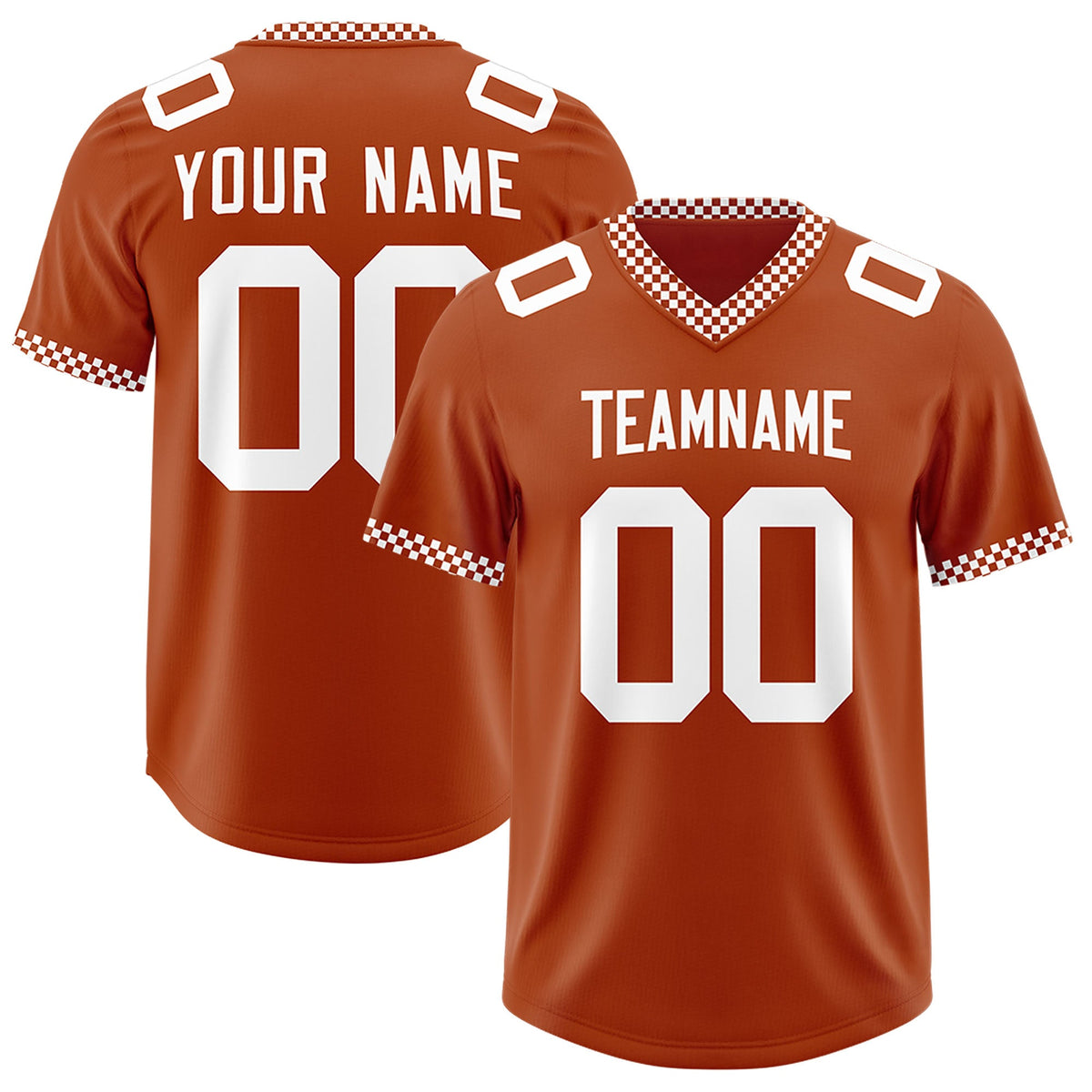 Custom Texas Orange White Personalized Neckline Square Classic Authentic Football Jersey