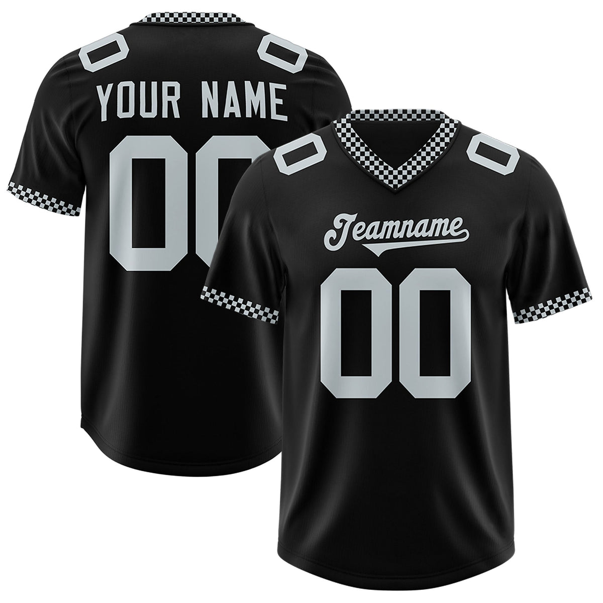 Custom Black Silver Personalized Neckline Square Classic Authentic Football Jersey