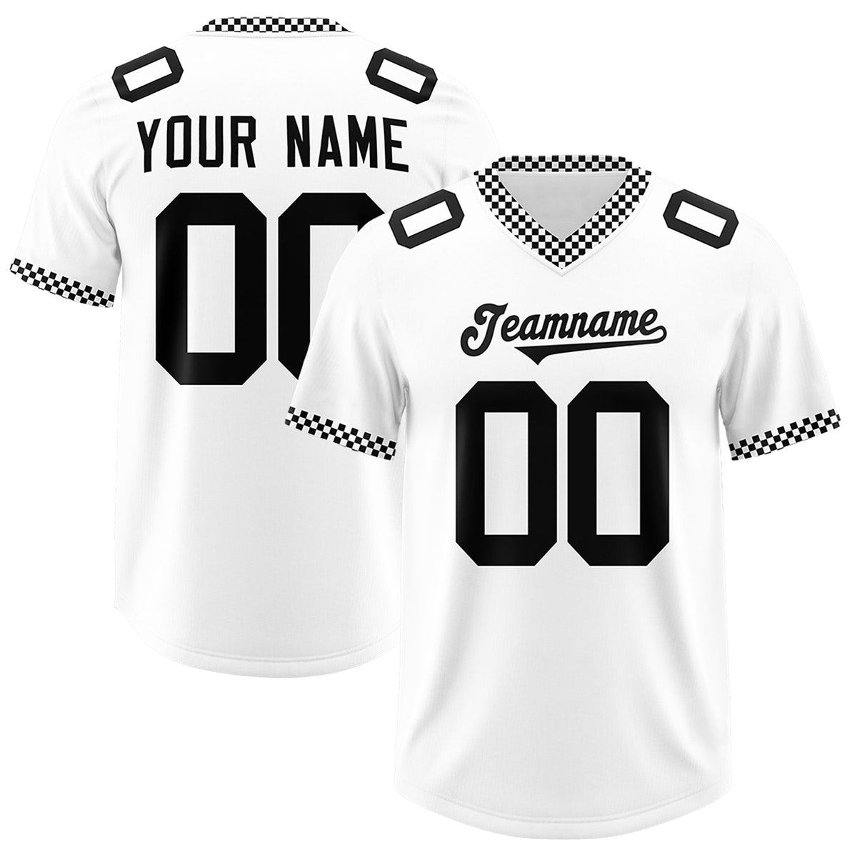 Custom White Black Personalized Neckline Square Classic Authentic Football Jersey
