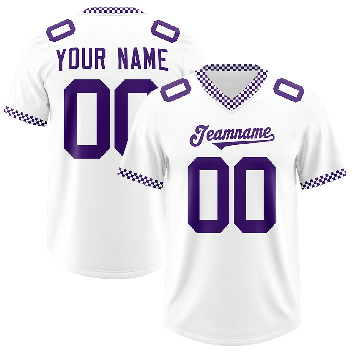 Custom White Purple Personalized Neckline Square Classic Authentic Football Jersey