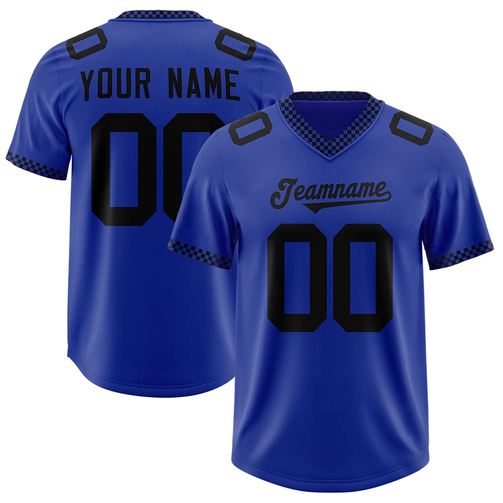 Custom Royal Black Personalized Neckline Square Classic Authentic Football Jersey