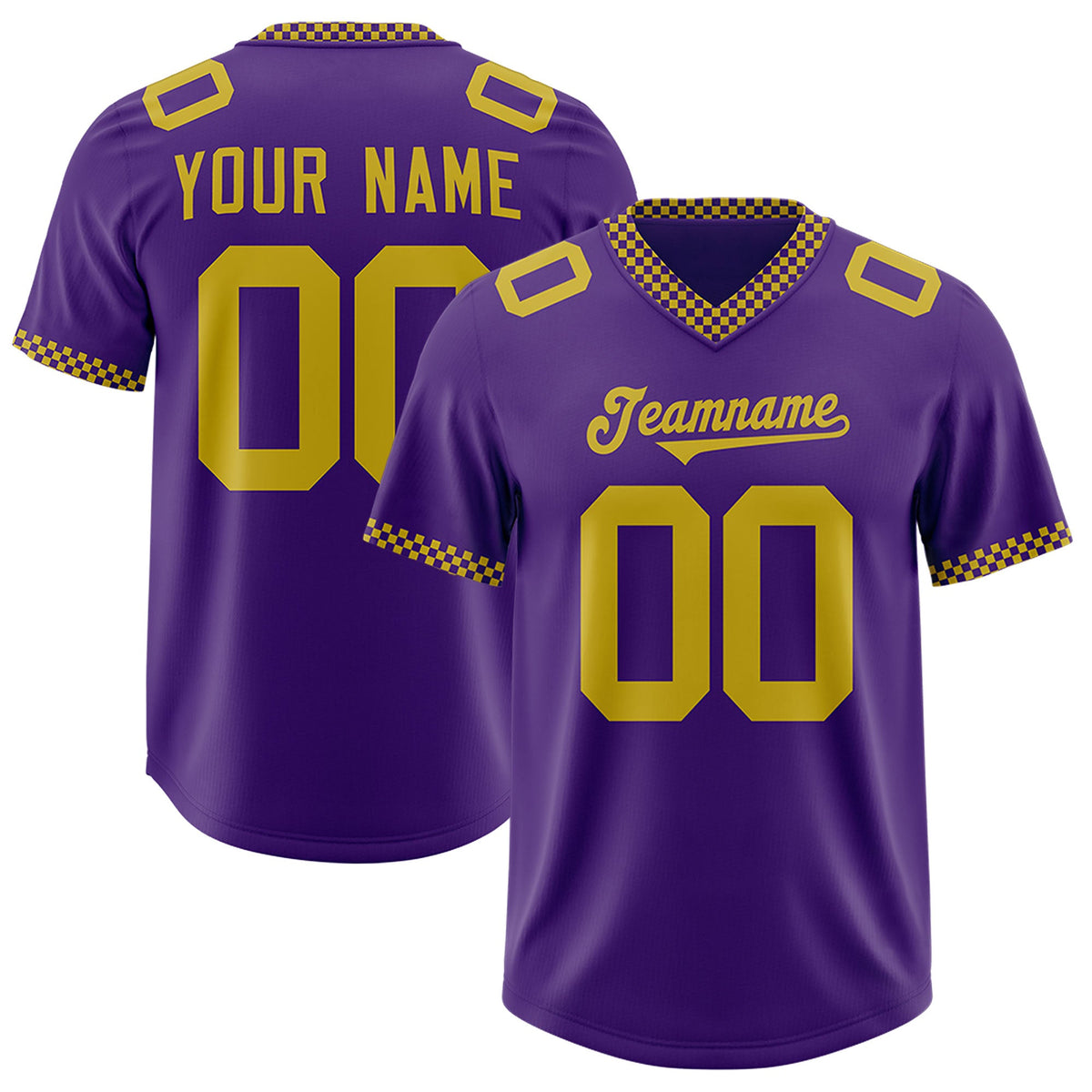 Custom Purple Old Gold Personalized Neckline Square Classic Authentic Football Jersey