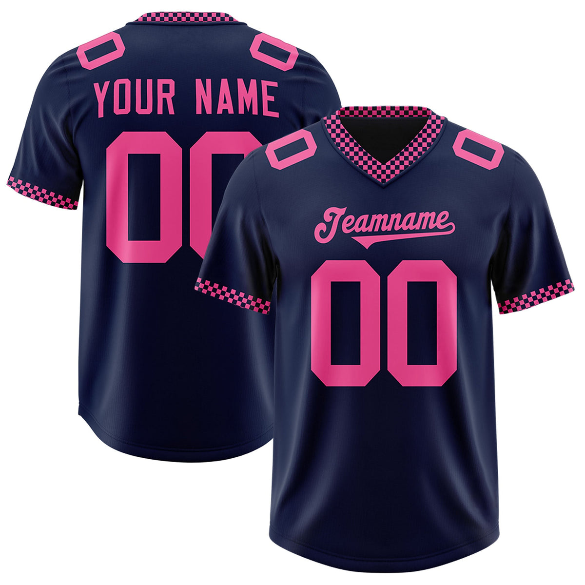 Custom Navy Pink Personalized Neckline Square Classic Authentic Football Jersey
