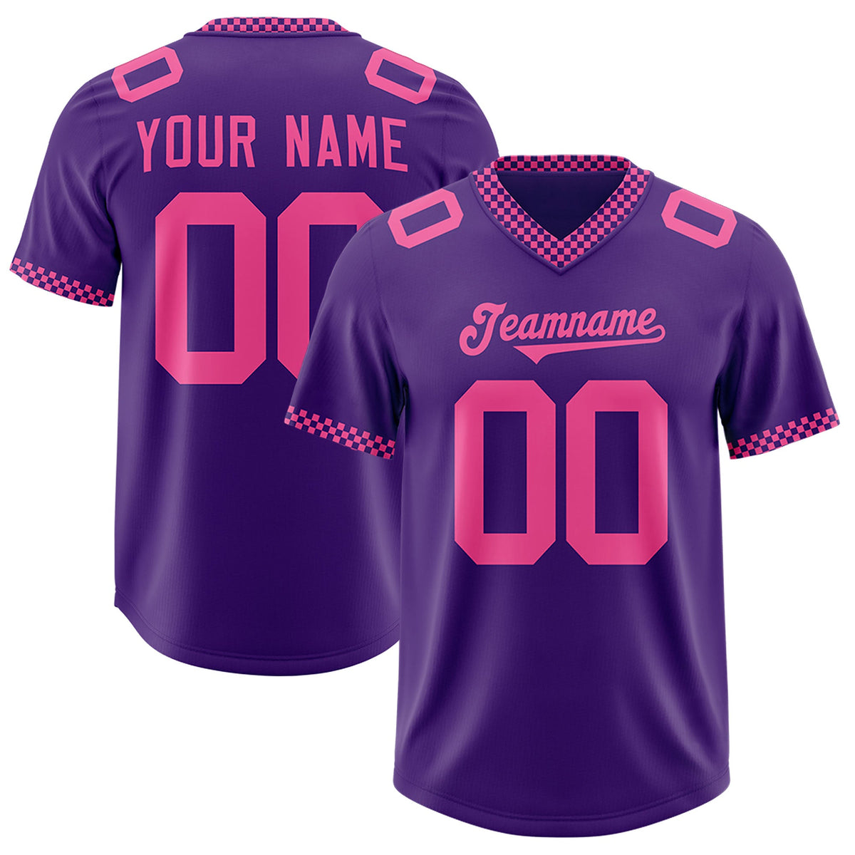 Custom Purple Pink Personalized Neckline Square Classic Authentic Football Jersey