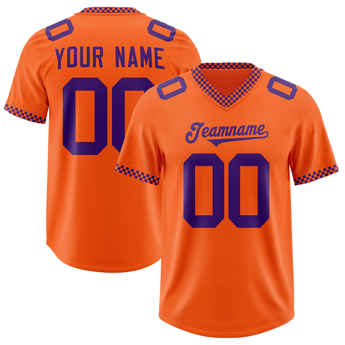 Custom Orange Purple Personalized Neckline Square Classic Authentic Football Jersey