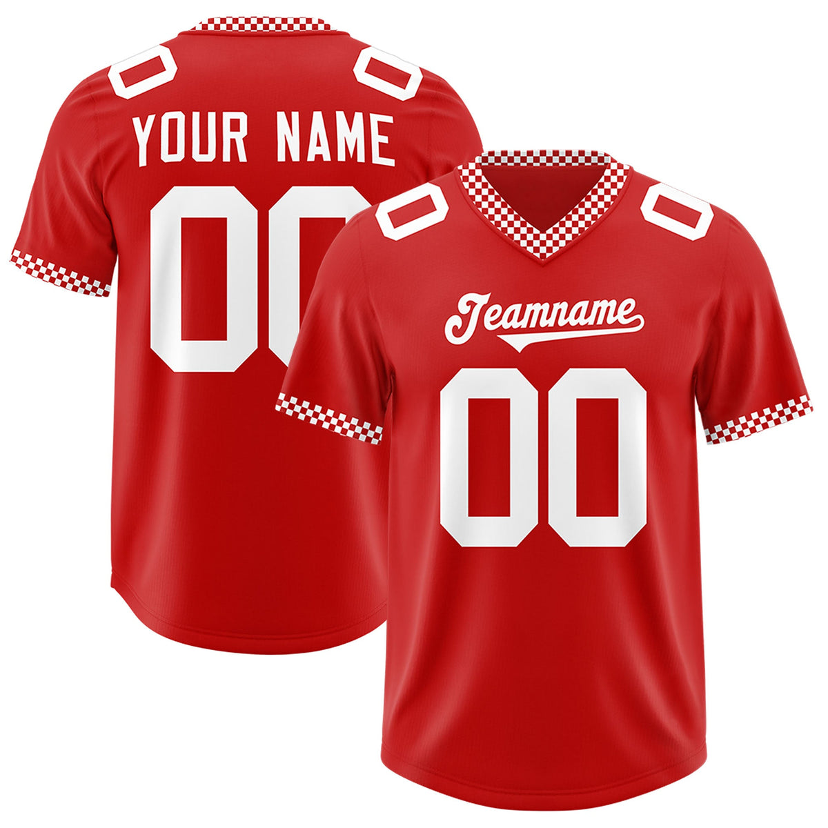 Custom Red White Personalized Neckline Square Classic Authentic Football Jersey