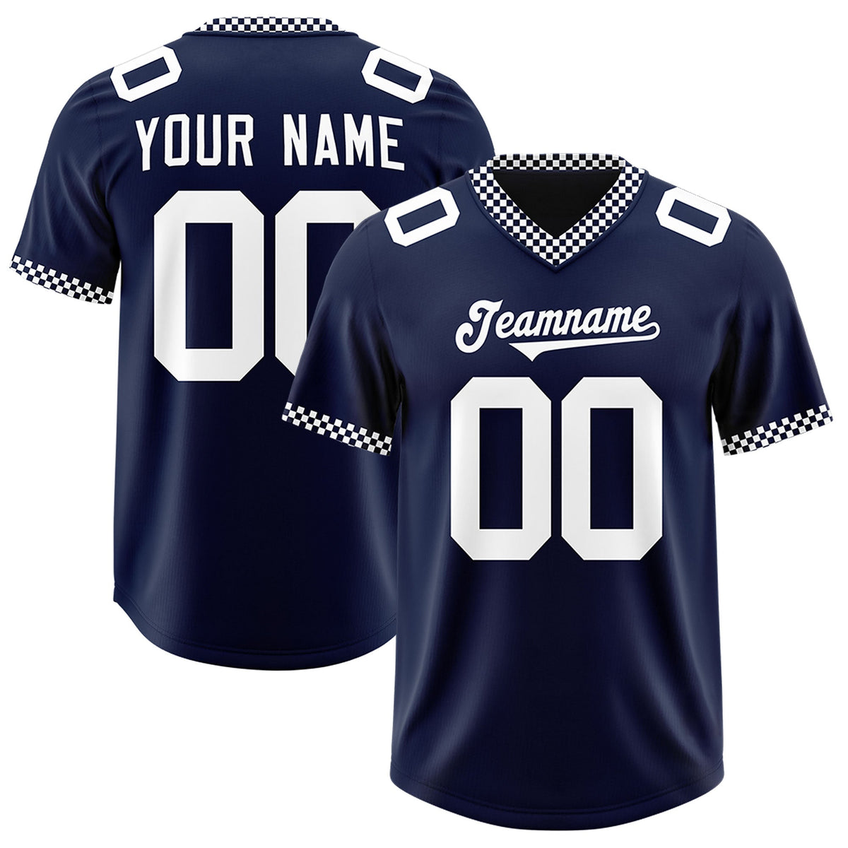 Custom Navy White Personalized Neckline Square Classic Authentic Football Jersey