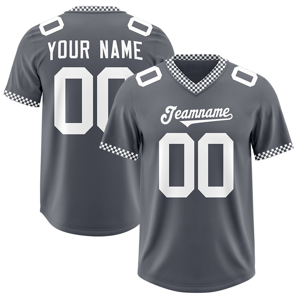 Custom Dark Gray White Personalized Neckline Square Classic Authentic Football Jersey