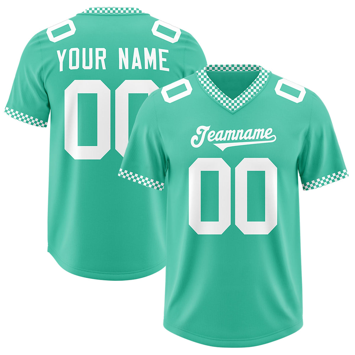 Custom Bright Green White Personalized Neckline Square Classic Authentic Football Jersey