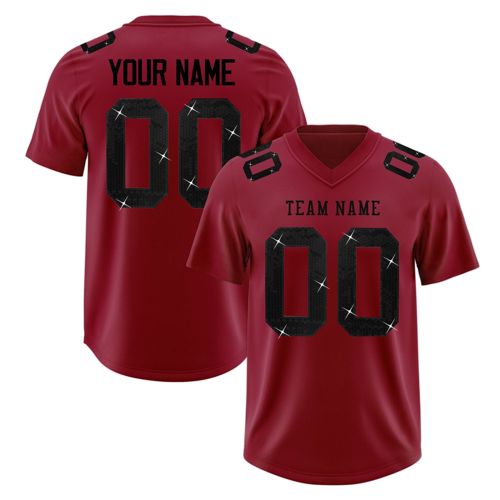 Custom Crimson Black sequin lettering Moisture-Wicking Football Jersey| KXKSHOP