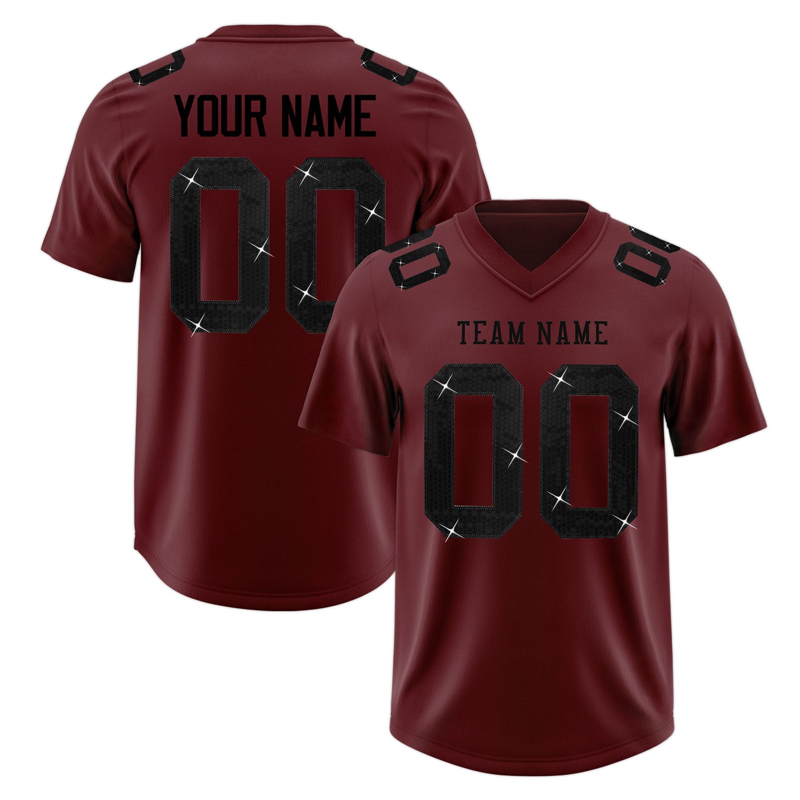 Custom Burgundy Black sequin lettering Breathable Football Jersey| KXKSHOP