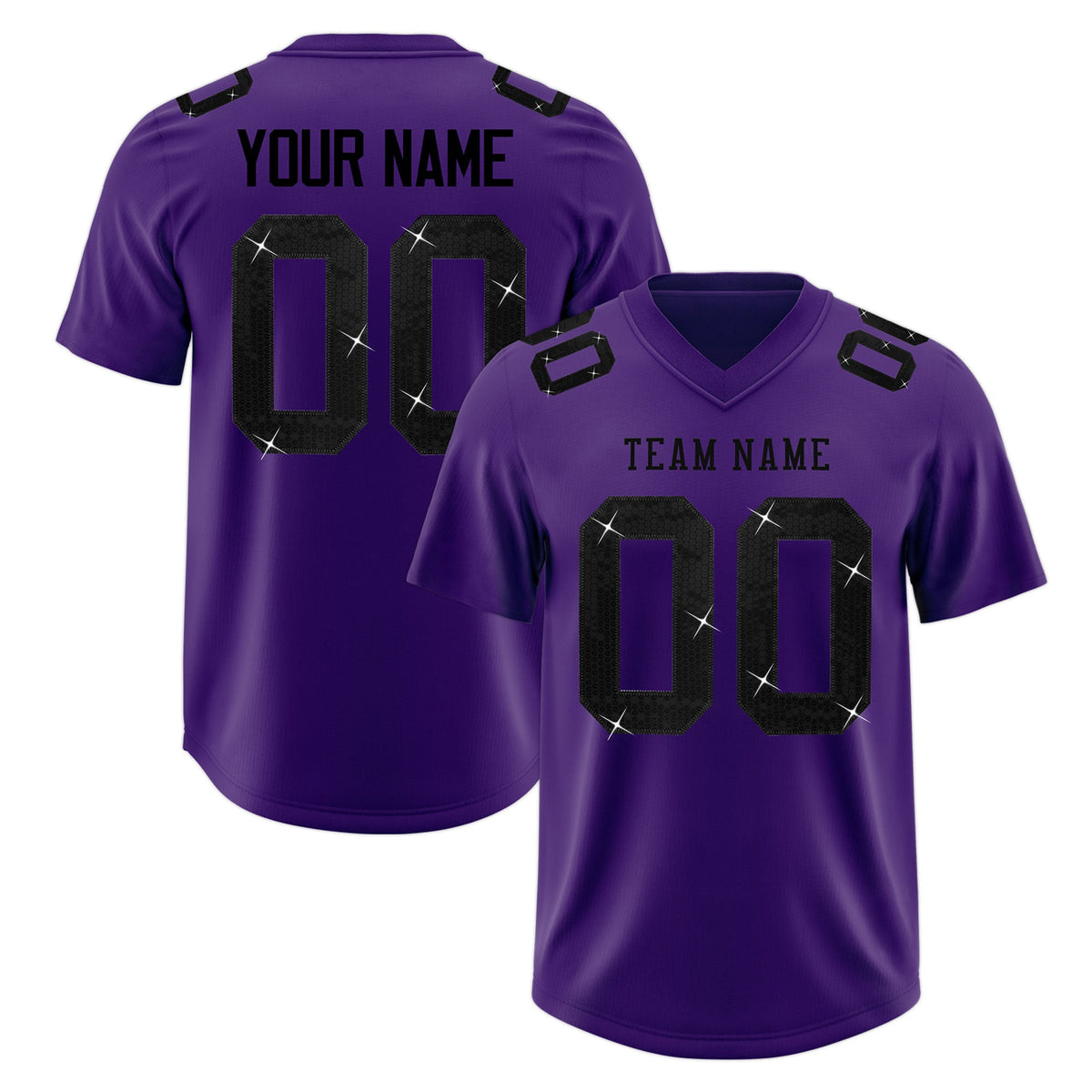 Custom Purple Black sequin lettering Breathable Football Jersey| KXKSHOP