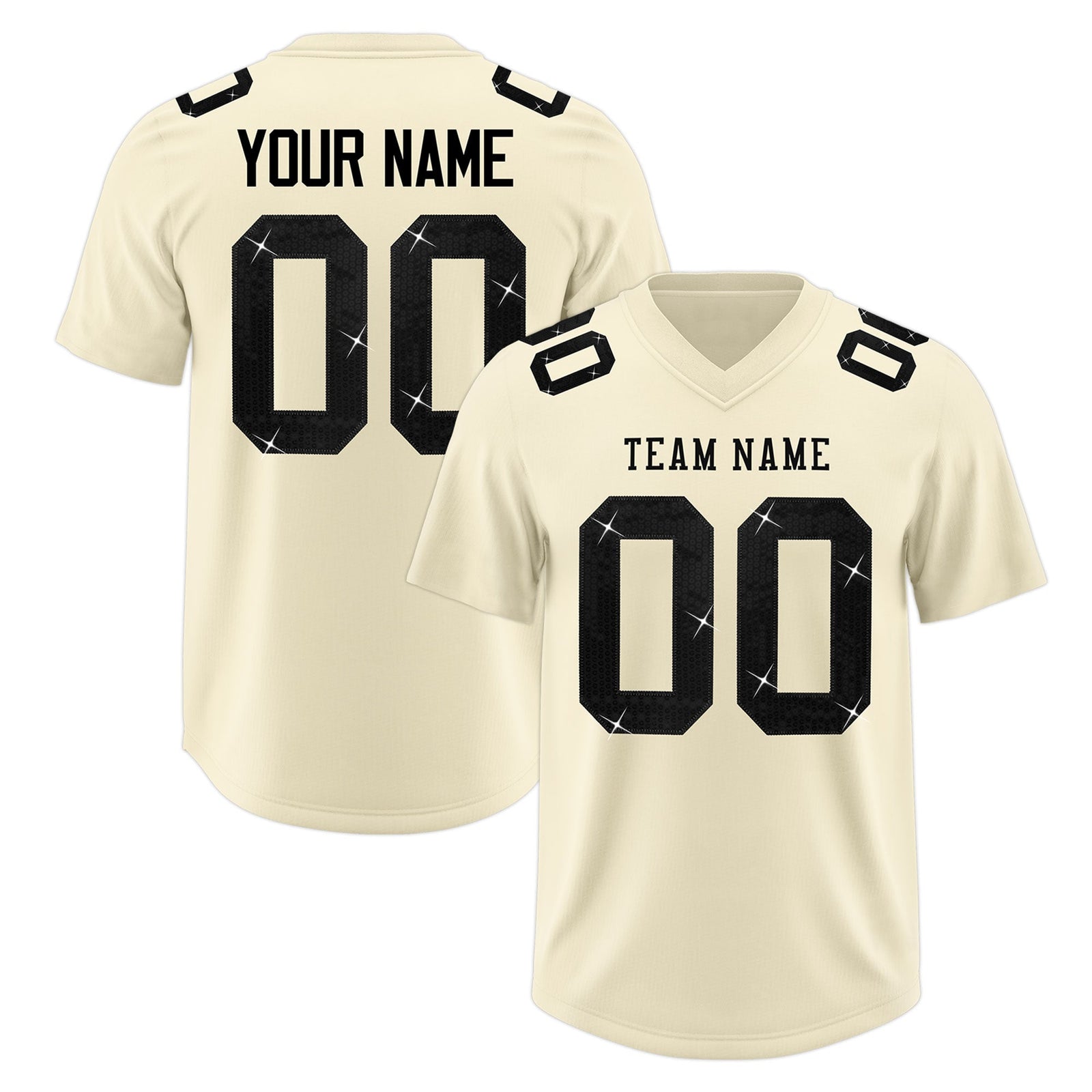 Custom Cream Black sequin lettering Breathable Football Jersey| KXKSHOP