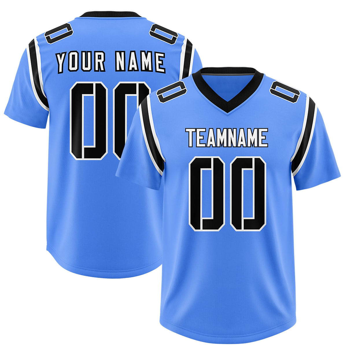 Custom Powder Blue Personalized Shoulder Cut Two-Tone Authentic Football Jersey