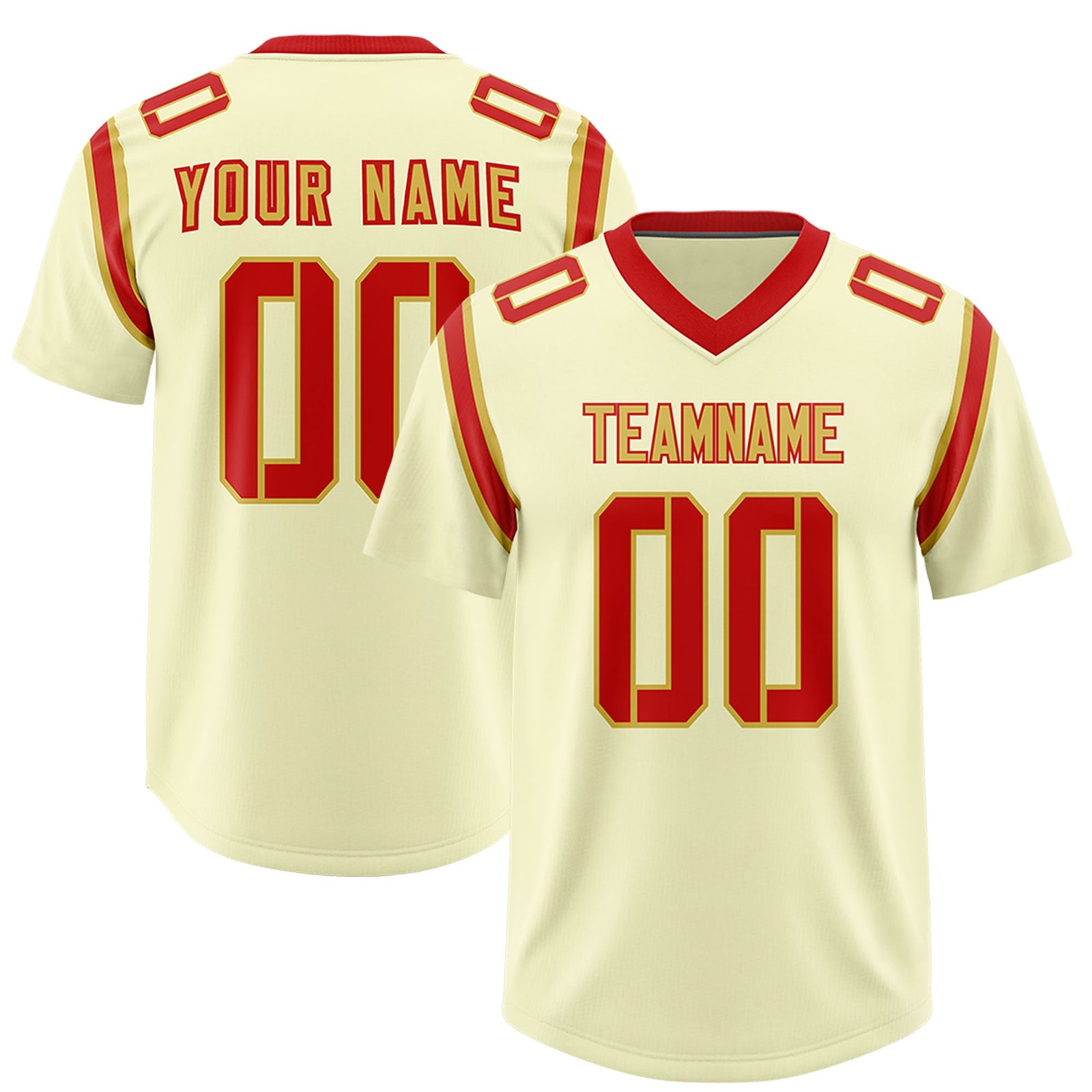 Custom Cream Personalized Shoulder Cut Two-Tone Authentic Football Jersey