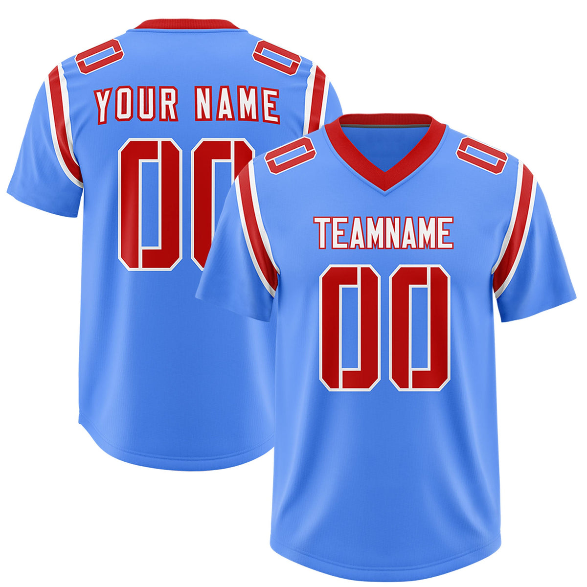 Custom Powder Blue Personalized Shoulder Cut Two-Tone Authentic Football Jersey