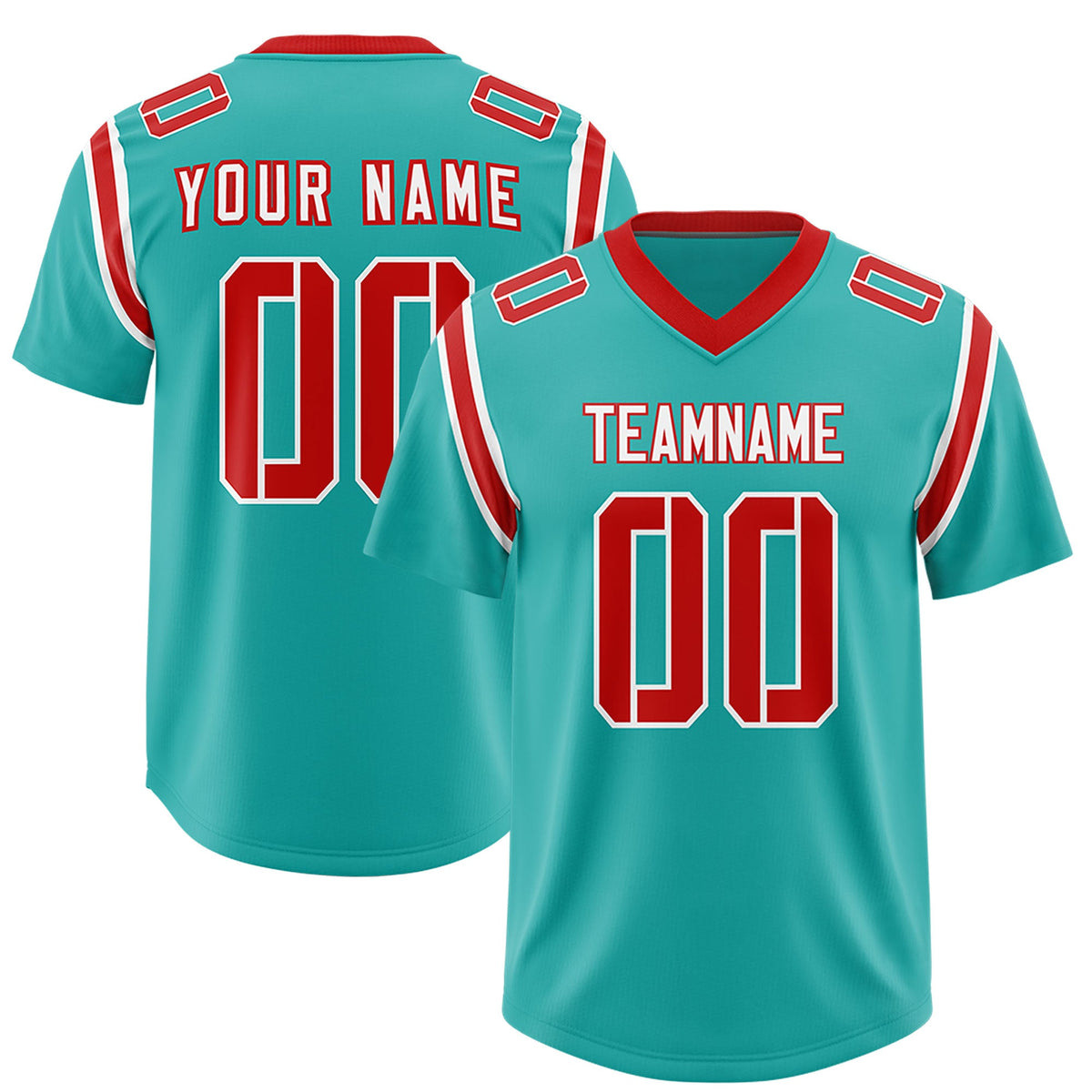Custom Aqua Personalized Shoulder Cut Two-Tone Authentic Football Jersey