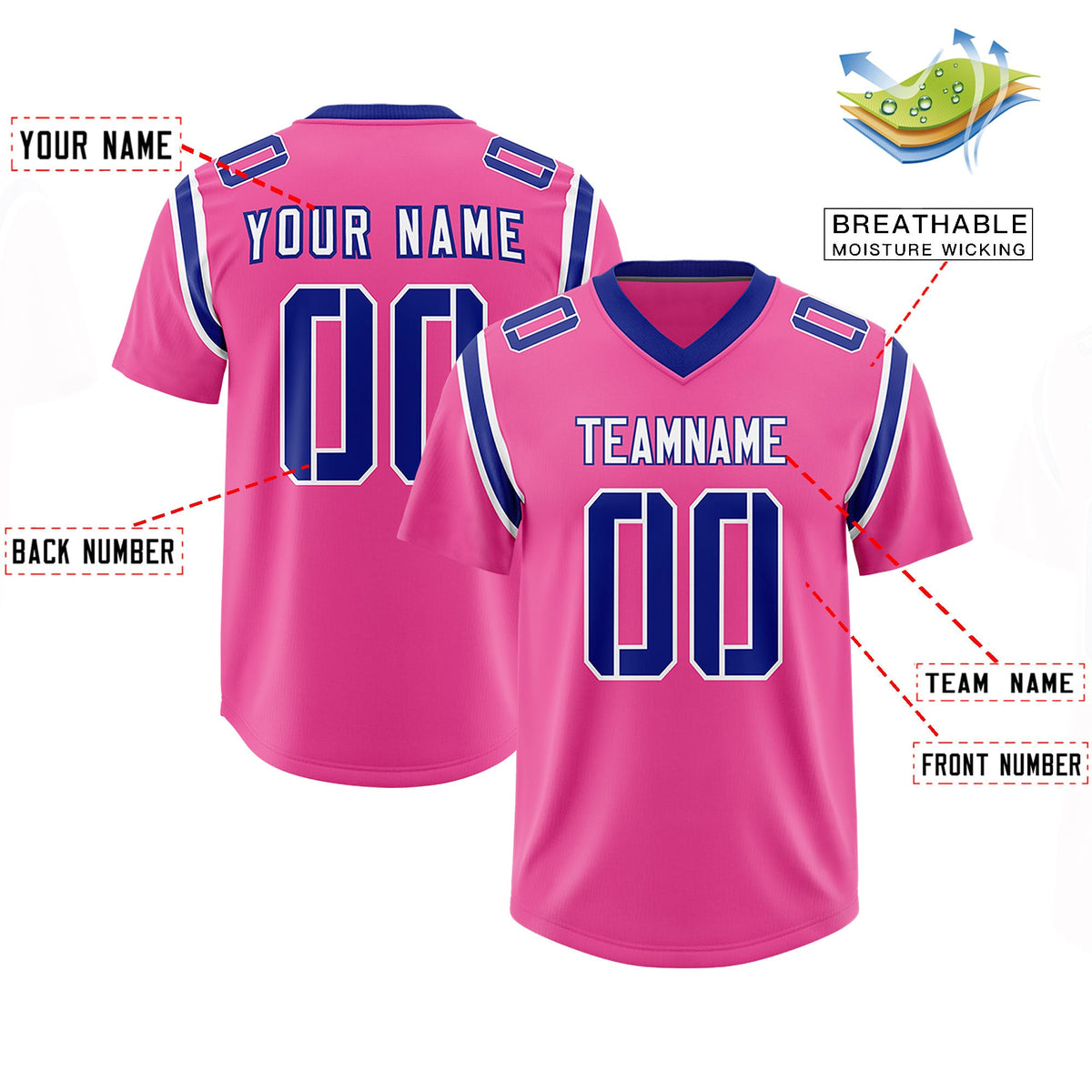 Custom Pink Personalized Shoulder Cut Two-Tone Authentic Football Jersey