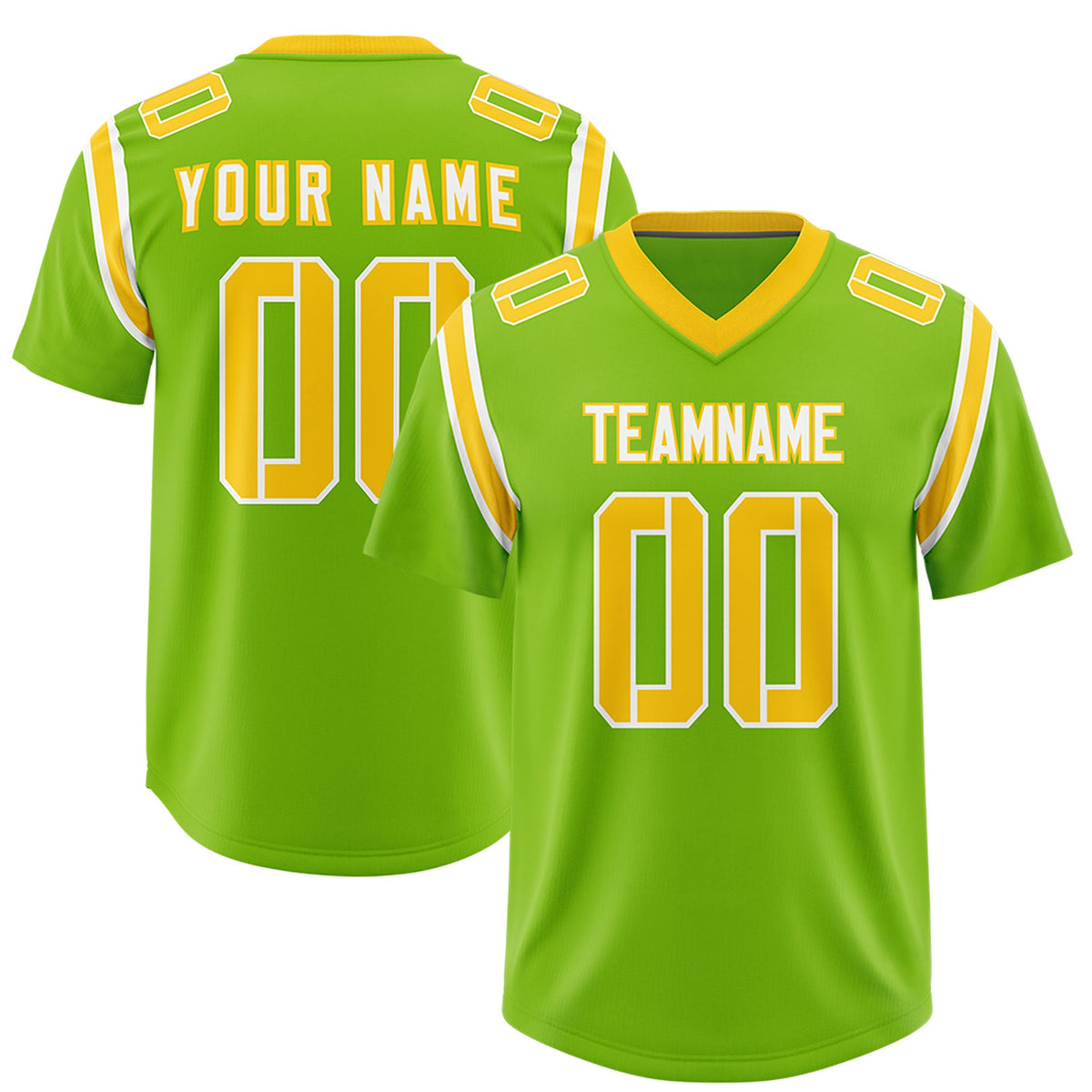 Custom Neon Green Personalized Shoulder Cut Two-Tone Authentic Football Jersey