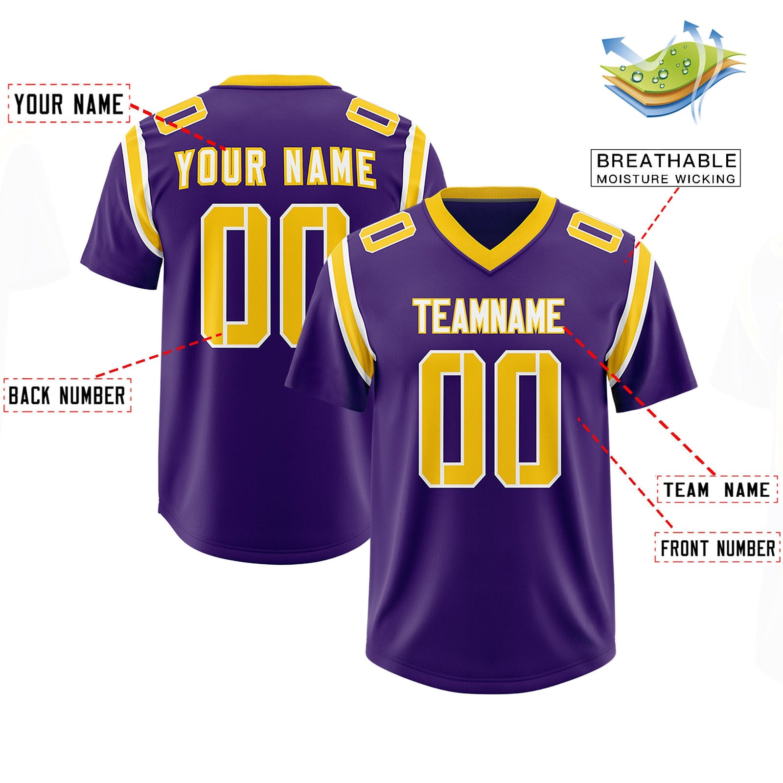 Custom Purple Personalized Shoulder Cut Two-Tone Authentic Football Jersey