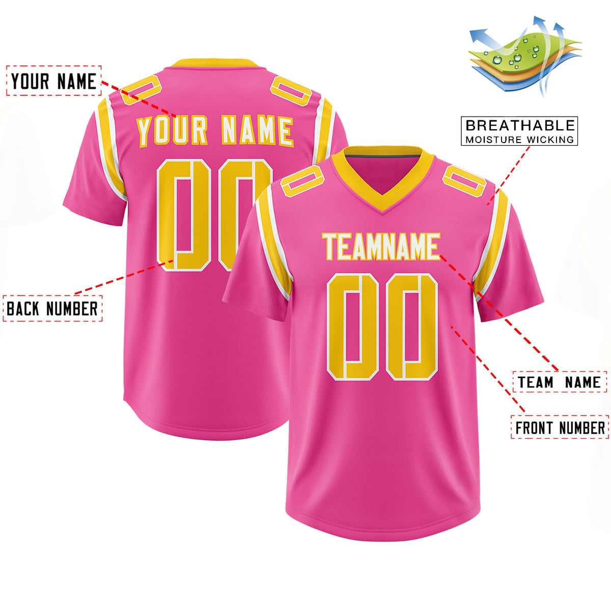 Custom Pink Personalized Shoulder Cut Two-Tone Authentic Football Jersey