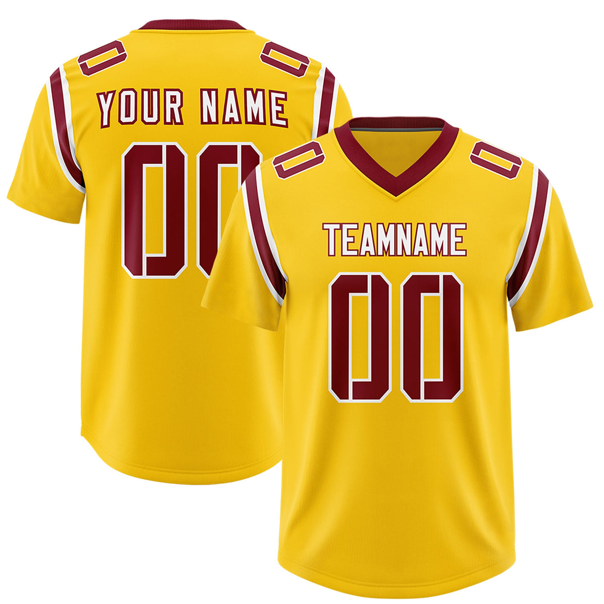 Custom Gold Personalized Shoulder Cut Two-Tone Authentic Football Jersey